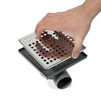 Зливний трап DRAIN KLEPPER 15x15 см, горизонтальний, з сухим затвором, грати квадратні Sanpreis, фото 7
