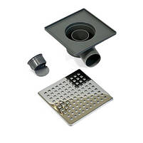 Зливний трап DRAIN KLEPPER 15x15 см, горизонтальний, з сухим затвором, грати квадратні Sanpreis, фото 5