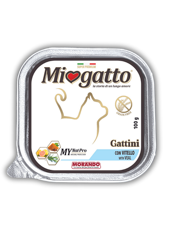 Беззернові консерви для кошенят від 1 місяця Morando Miogatto Gattini з телятиною 100 g