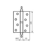 Завіса разб Antique Collection ВН350 125 W10 L окисл. латунь ліва