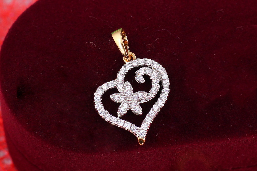 Кулон Xuping Jewelry серце з квіточкою в середині 1,9 см золотистий