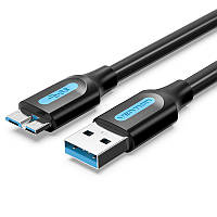 Кабель Vention USB Type-A 3.0 к Micro USB Type B 3.0 для жесткого диска и других устройств 3 м Черный COPBI