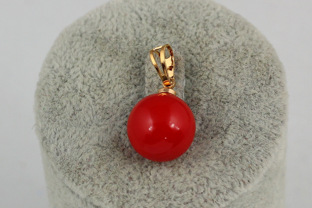 Кулон Xuping Jewelry червона перлина 1,2 см золотистий
