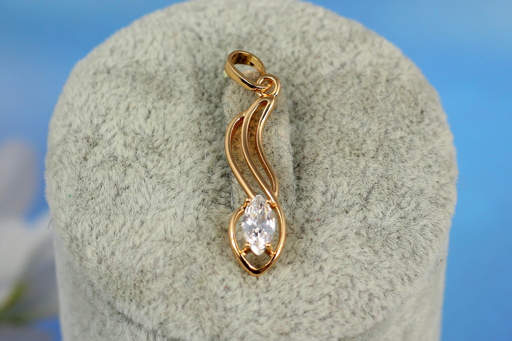 Кулон Xuping Jewelry хвиля з мигдалеподібним каменем 2,7 см золотистий