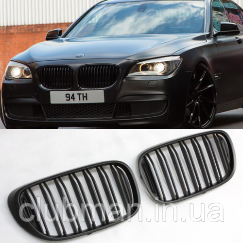 Решітка ноздрі BMW (БМВ) 7 series G11 / G12 (2015-2019) Чорний мат 2 ребра
