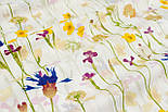 Тканина бязь "Польові квіти" фон айворі № 2045, фото 3