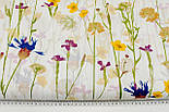 Тканина бязь "Польові квіти" фон айворі № 2045, фото 6