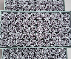 Біло-бузкова мильна троянда (Корея) для створення розкішних нев'янучих букетів і композицій з мила