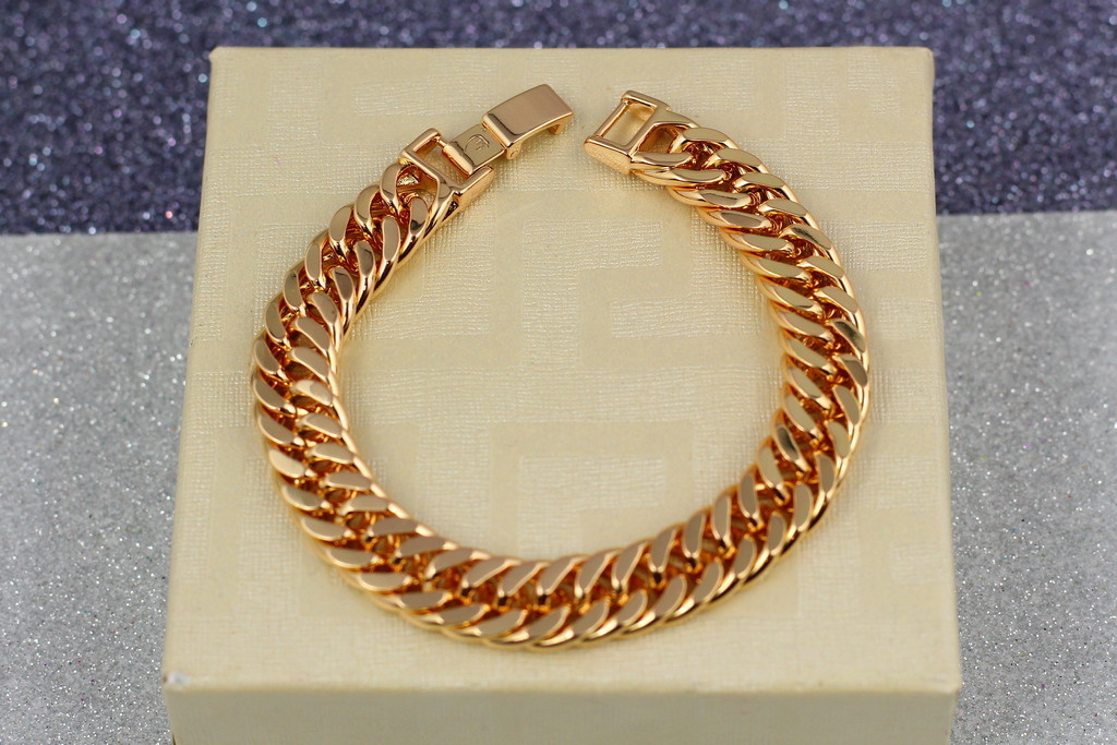 Браслет Xuping Jewelry кобра 18,5 см 10 мм застібка як на годиннику золотистий