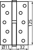 Завіса 125*2,5 (1 подш, сталь) титан ліва RDA