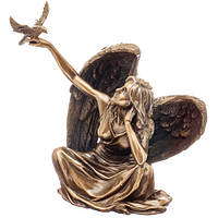 Статуэтка "Ангел" девушка ангел с птичкой Бронзовый 14 см Veronese (75981A1)