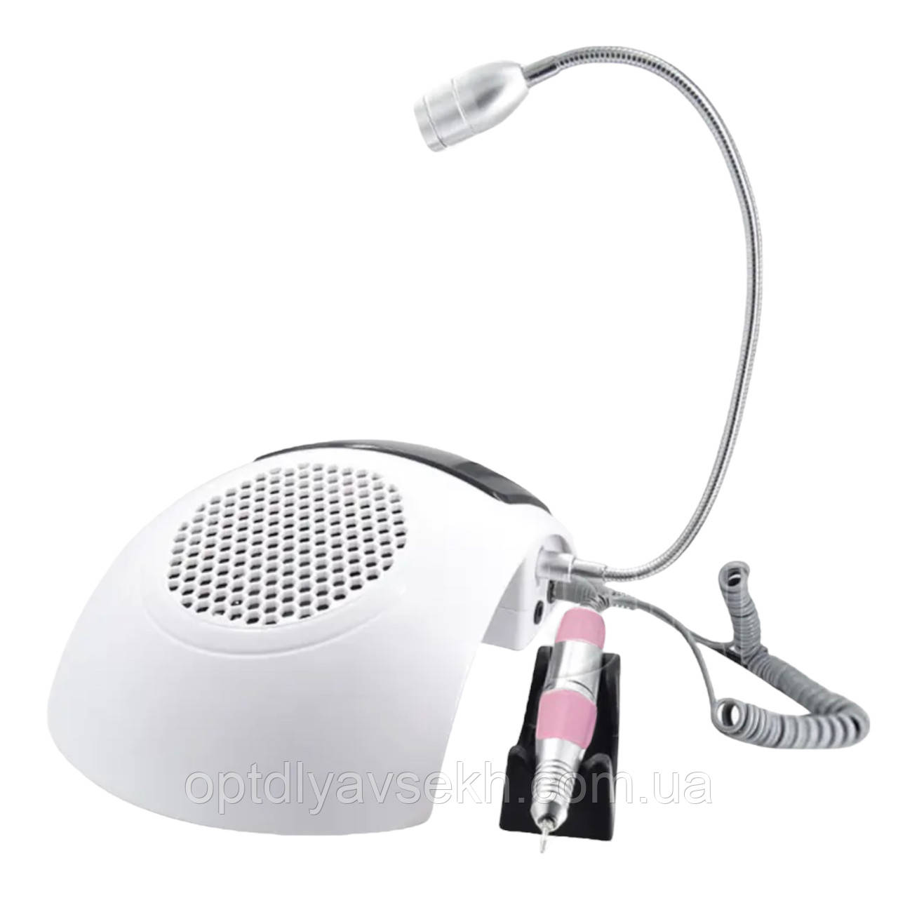 Витяжка 4 в1 858-6 на 140 Вт. + фрезер (45 000 об) + манікюрна підставка + лампа для освітлення, фото 1