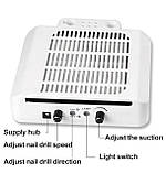 YDJ-620 - Фрезер+ Витяжка+ Підсвічування LED для манікюру та педикюру 3 в 1 на 45 000 об.хв. 140 Вт., фото 7