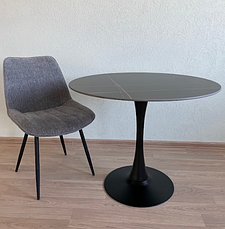 Стіл обідній круглий з керамічною стільницею T-325 VETRO лоран блек + чорний, фото 3