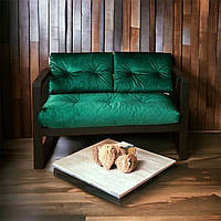 Смарагдовий диван из натурального дерева для кафе, кальянной, бара