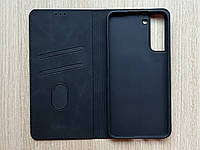 Чехол - книжка (флип чехол) для Samsung Galaxy S22 Plus чёрный, матовый, искусственная кожа, слот для карт