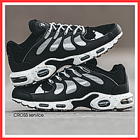 Кроссовки мужские и женские Nike air max TN+ Terrascape black white / Найк аир макс ТН+ плюс черные с белым