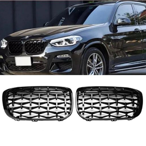 Решітка ноздрі радіатора BMW (БМВ) X1 Series F48, F49 (2016-2019) Унікальна, чорний глянець, фото 1