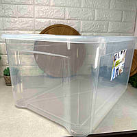 Великий пластиковий контейнер з кришкою для зберігання Easy Box 47 л Прозорий