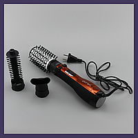 Мощный фен-браш стайлер для укладки волос профессиональный Gemei GM-4828 с насадками в дорогу и домой