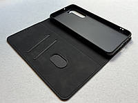 Samsung Galaxy S23 Plus защитный чехол-книжка черный, из матовой искусственной кожи со слотами для карт