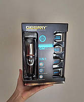 Профессиональная машинка для стрижения волос Geemy Gm-853 Мультитриммер 5 в 1 с насадками для носа и ушей