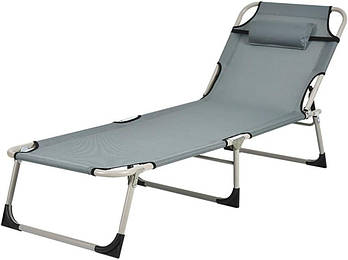 Переносна алюмінієва розкладачка для дому чи дачі 180х60х30 см Сірий