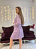 Короткий жіночий домашній оксамитовий халат із заходом фіалкового кольору тканина оксамит плюш на бавовняній основі, фото 8