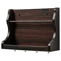 Полиця Ikea Levla з гачками настінний органайзер меблі в передпокій органайзер для ключів темно-коричневий