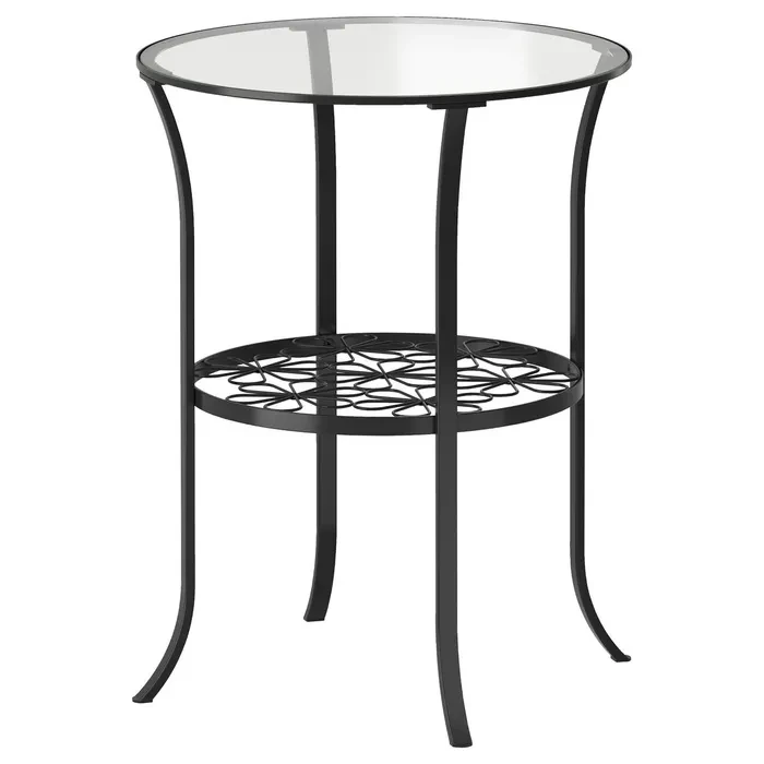 Столик Ikea Klingsbo журнальний столик для кави з полицею круглий столик металевий стіл скляний столик Журнальний столик, чорний,