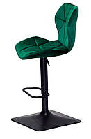 Барний стілець Torino Bar 4-BK-Base велюр зелений В-1036, чорна квадратна опора, регулювання висоти, фото 4