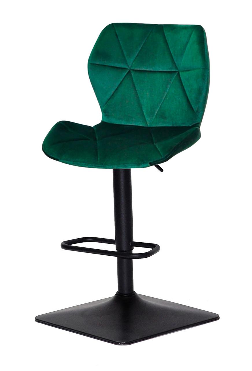 Барний стілець Torino Bar 4-BK-Base велюр зелений В-1036, чорна квадратна опора, регулювання висоти, фото 1