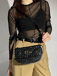 Жіноча сумка Крістіан Діор чорна Christian Dior Small Vibe Hobo Bag Black Leather
