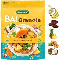 Гранола тропичные фрукты (5 видов сухофруктов) Bakalland Granola, 300г, Польша, смесь мюслей и сухофруктов