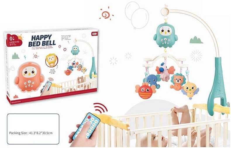 Музичний мобіль для ліжечка 668-40, 2 кольори, пульт керування, колискові пісні, англійською мовою, фото 1