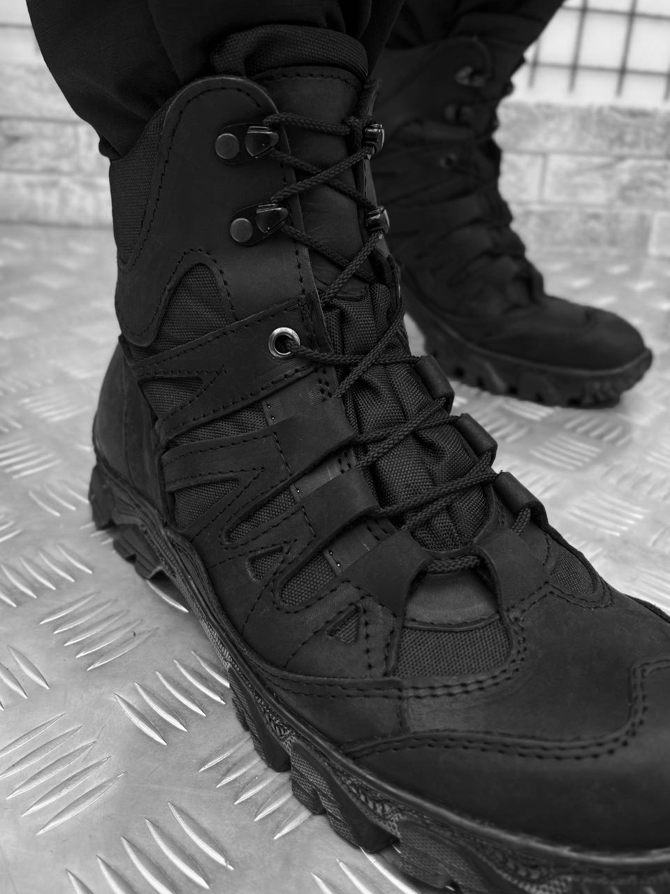 Тактические ботинки черные, армейская кожаная мужская обувь - фото 3 - id-p1944817939