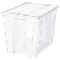 Контейнер Ikea Samla с крышкой пластиковая коробка большие контейнеры с крышкой для хранения прозрачный 65 л