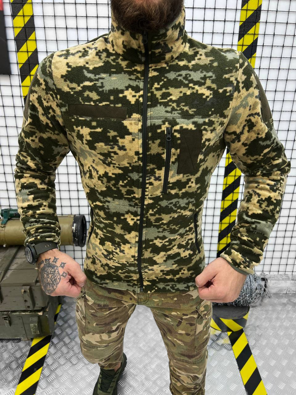 Тактическая флисовая кофта пиксель, флиска военная мужская камуфляжная - фото 1 - id-p1944817987