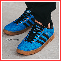 Кросівки чоловічі Adidas Gazelle x Gucci Blue Black / кеди Адідас Газель сині з чорним