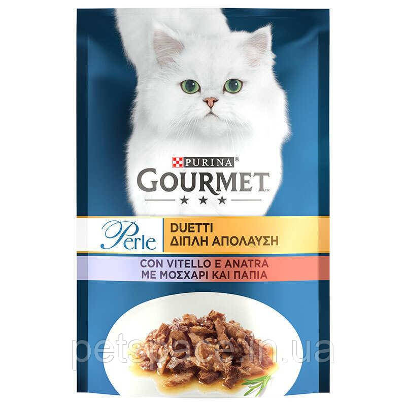 Вологий корм Purina Gourmet Perle (Гурме Перл з телятиною та качкою в підливі) 85г