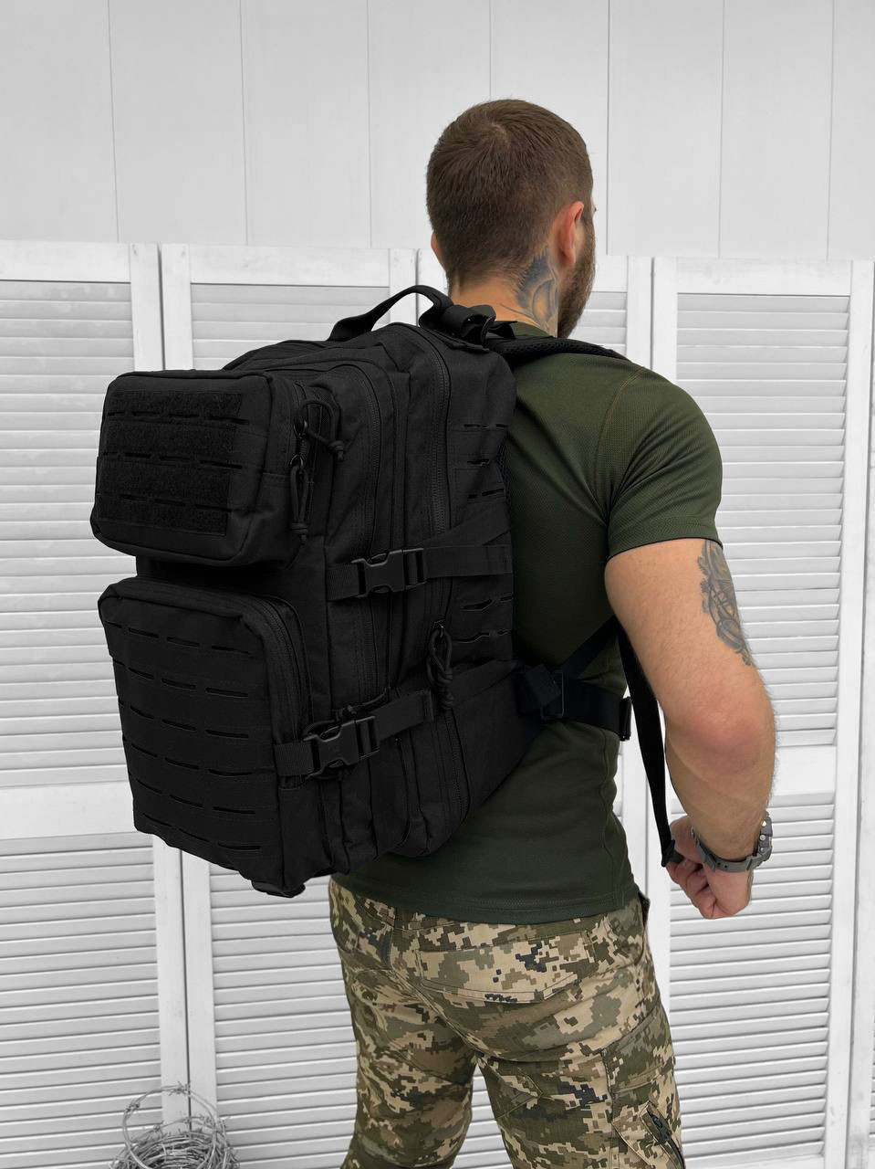 Тактический водонепроницаемый рюкзак 40 л черный, Армейский штурмовой рюкзак - фото 1 - id-p1944818036