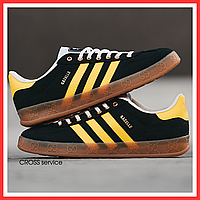 Кроссовки женские и мужские Adidas Gazelle Gucci x Gazelle black yellow / кеды Адидас Газели черные с желтым 37