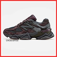 Кроссовки женские и мужские New Balance 9060 black brown / Нью Беланс 9060 черные коричнивые