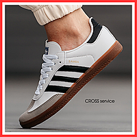 Кроссовки женские и мужские Adidas Sambа white / кеды Адидас Самба белые