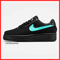 Кроссовки женские и мужские Nike Air Force 1 Low Tiffany & Co black / кеды Найк аир Форс 1 черные низкие