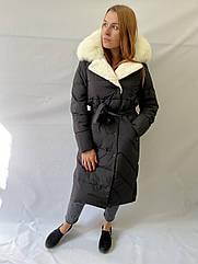 ЗИМОВА  ЖІНОЧА КУРТКА З ХУТРОМ ПЕСЦЯ