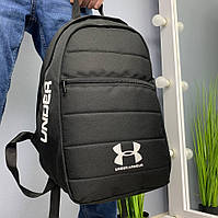 Рюкзак спортивный мужской городской черный Андер Армор Белый значок, молодежный вместительный рюкзак