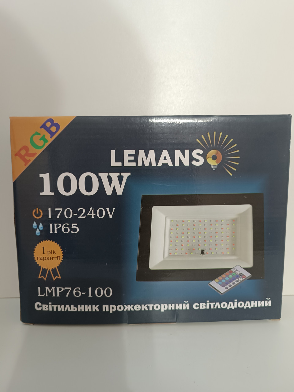 Прожектор светодиодный 100ватт RGB+пульт IP65 LEMANSO чёрный / LMP76-100 RGB - фото 2 - id-p1944834976