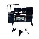 Автомобільний компресор універсальний 12V з манометром насос для підкачування шин від прикурювача портативний, фото 3