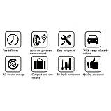 Автомобільний компресор універсальний 12V з манометром насос для підкачування шин від прикурювача портативний, фото 9